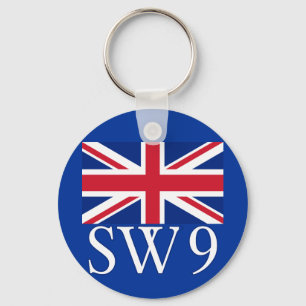 London Postcode SW9 met Union Jack Sleutelhanger