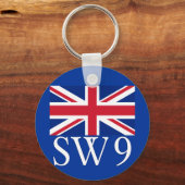 London Postcode SW9 met Union Jack Sleutelhanger (Voorkant)