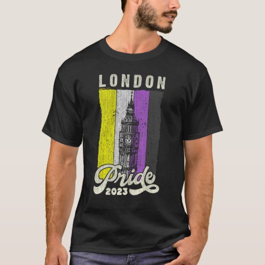 London Pride 2023 Big Ben Nonbinary Pride Flag T-shirt (Voorkant)