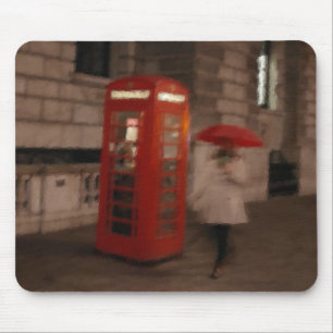 London Rainy Day Phone Box / Umbrella Mousepad Muismat