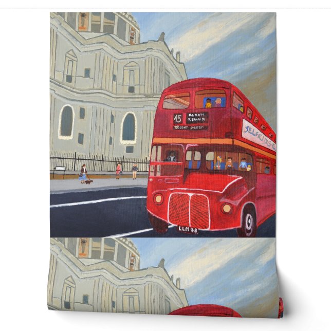 London Red Bus achtergronden Behang (Afrollen)