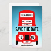 London Red Bus bruiloft Save The Date (Voorkant / Achterkant)