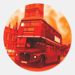 London Red Bus en de Big Ben Ronde Sticker