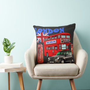 london red bus et icônes du coussin de l'angleterr