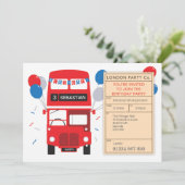 London Red Bus Gepersonaliseerde Verjaardagsfeestj Kaart (Staand voorkant)