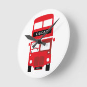 London Red Bus Personalized Clock Ronde Klok (Hoek)