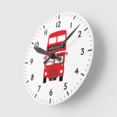 London Red Bus Personalized Numbered Clock Ronde Klok (Hoek)