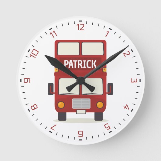 London Red Bus Personalized Ronde Klok (Voorkant)