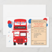 London Red Bus Personnalisé Invitation de fête d'a (Devant / Derrière)