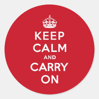 London Red Keep Calm en Carry on Ronde Sticker