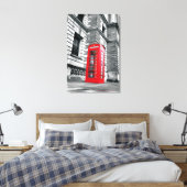 London Red Phone Box Wrapped Canvas Print (Insitu (Slaapkamer))