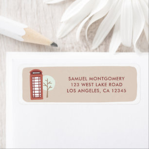 London Red Telephone Box Holiday Return-adres Etiket