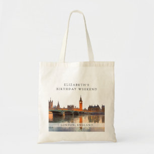 London Silhouette Watercolor Verjaardags Weekend Tote Bag