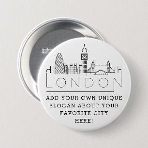 London Skyline   Aangepaste Button met sleuf