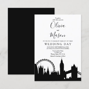 London Skyline Cityscape Wedding Invitation Kaart