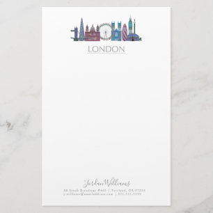 London Skyline Colored Buildings Briefpapier