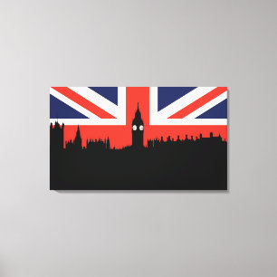 London Skyline   De Britse vlag Canvas Afdruk