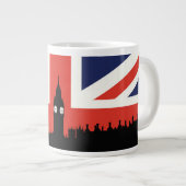 London Skyline | De Britse vlag Extra Grote Beker (Voorkant rechts)