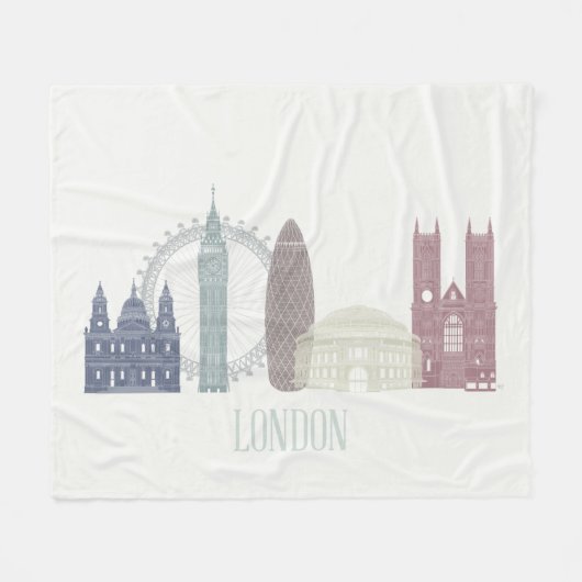 London Skyline Fleece Deken (Voorkant (Horizontaal))