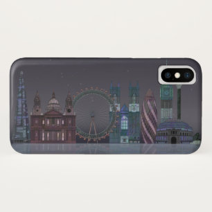 London Skyline Night Reflections iPhone X Hoesje