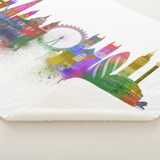London Skyline - Rainbow Sherpa Deken (3/4)