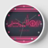 London Skyline Roze Neon Look Stadsprofiel Muur Ro (Voorkant)