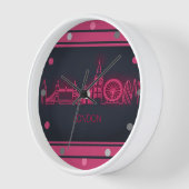 London Skyline Roze Neon Look Stadsprofiel Muur Ro (Hoek)