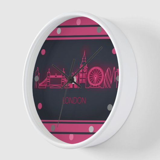 London Skyline Roze Neon Look Stadsprofiel Muur Ro (Hoek)
