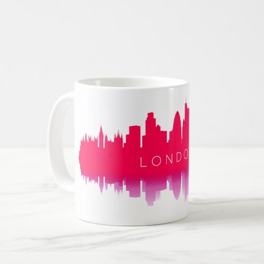 London Skyline Silhouette – Modern Red Koffiemok (Voorkant links)