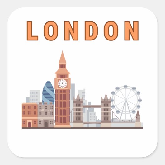 London Skyline Square Stickers (Devant)