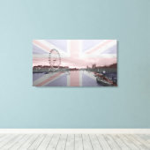 London Skyline Union Jack Flag Canvas Afdruk (Insitu (Houten vloer))