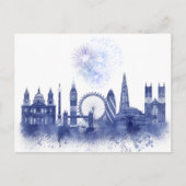 London Skyline - Waterverf Blue Briefkaart (Voorkant)