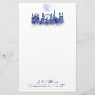 London Skyline - Waterverf Blue Briefpapier
