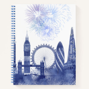 London Skyline - Waterverf Blue Notitieboek