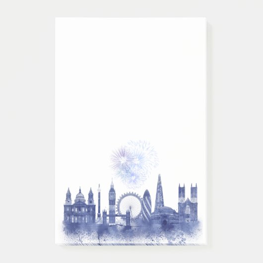 London Skyline - Waterverf Blue Post-it® Notes (Voorkant)