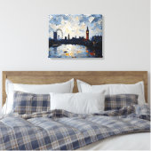 London Skyline Wrapped Canvas | impasto-olieverf (Insitu (Slaapkamer))