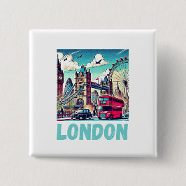 London-Sticker Vierkante Button 5,1 Cm
