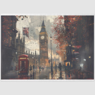 London Street Phone Booth Landschap Decoupage Tissuepapier