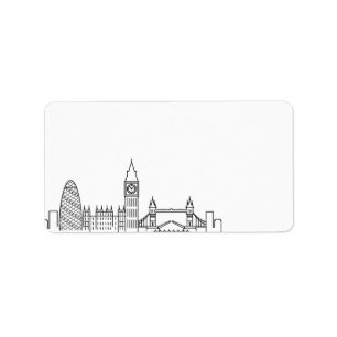 London Stylized Skyline Blanco etiket