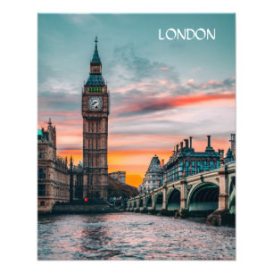 London Sunset Silhouette Foto Afdruk