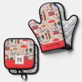 London Symbols Pattern Ovenwant & Pannenlap Set (Voorkant / Achterkant)