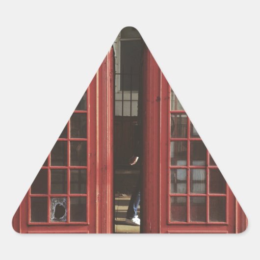 London Telephone Box Driehoek Sticker (Voorkant)