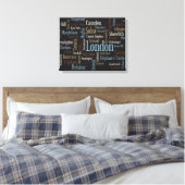 London Text Map Canvas Afdruk (Insitu (Slaapkamer))