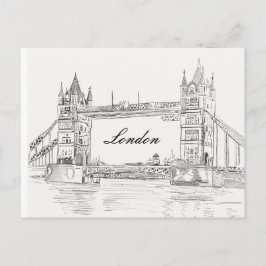 London Tower Bridge Black Ink Classic Tekening Briefkaart