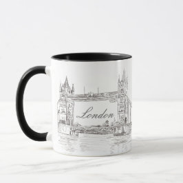 London Tower Bridge Black Ink Classic Tekening Mok