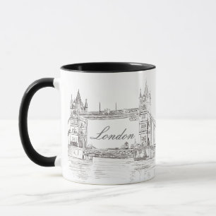 London Tower Bridge Black Ink Classic Tekening Mok