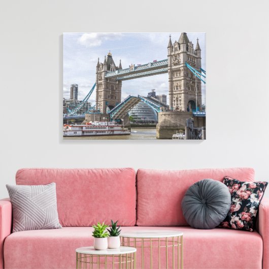 London Tower Bridge opgeheven canvas print (Insitu (Woonkamer))