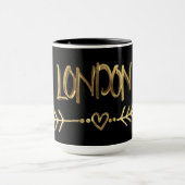London UK Love Black Gold Typography Elegant Mok (Midden)