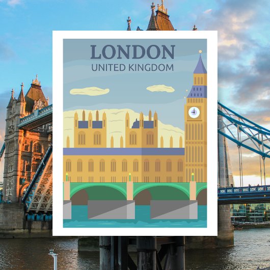 London, UK Retro Travel Briefkaart