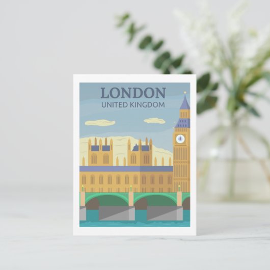 London, UK Retro Travel Briefkaart (Staand voorkant)